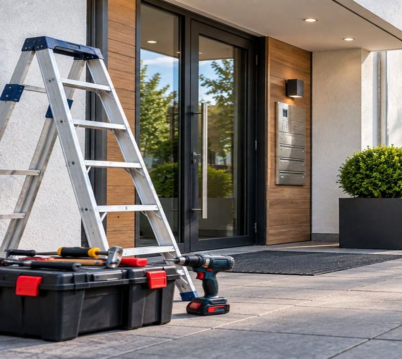Hausmeisterservice am Objekt – Werkzeug, Leiter und Servicefahrzeug